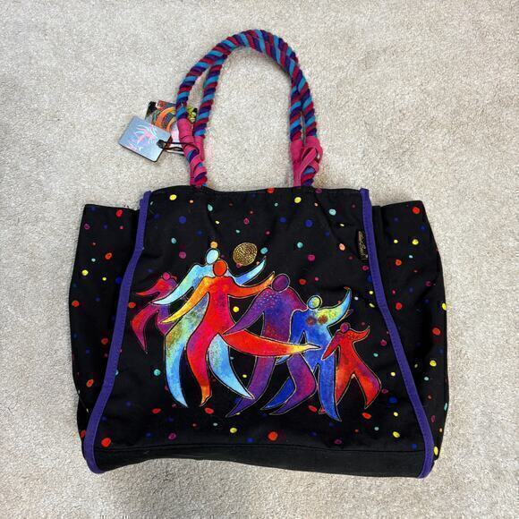 NWT Laurel Burch Rainbow Dancing Spirits Zip Shoulder Tote - Picture 1 of 7